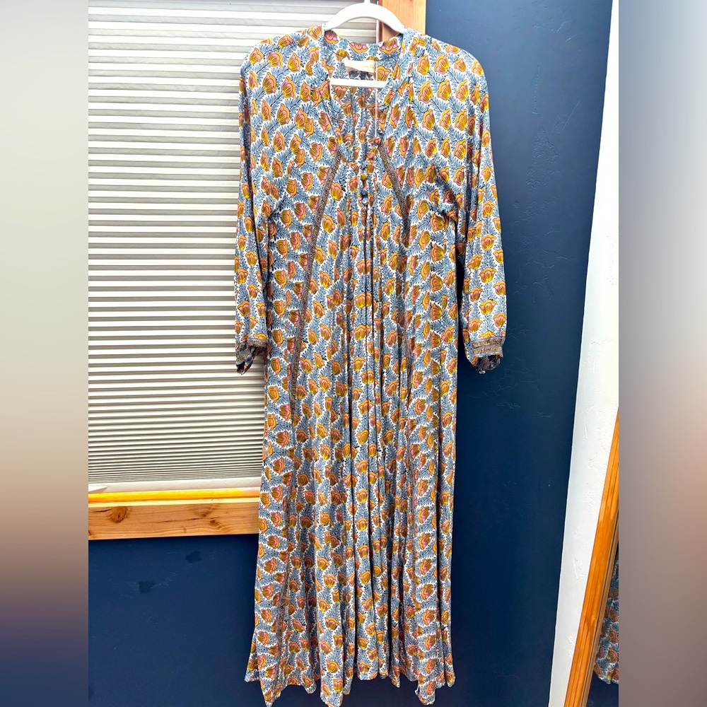 Natalie Martin Fiore Maxi. Pink and blue tulip print. Print in 2nd image